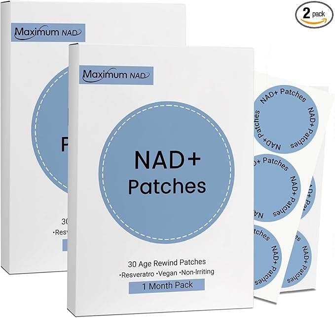 NAD+ Patches for Women &amp Men with Nicotinamide and Resveratrol-60 Patches Premium 8-Hour Extended-Release Formula Vegan