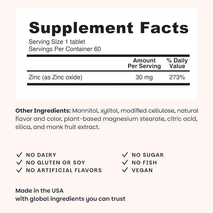 EZ Melts Zinc - Supplement for Immune Digestive &amp Skin Health Support - Non-GMO Vegan &amp Gluten-Free - Blueberry Blast - 60 Dissolvable Tablets (60 Servings)