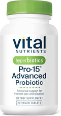 Hyperbiotics Vital Nutrients Pro-15 Advanced Probiotics for Women and Men | 15 Strains + Kiwifruit | Clinically Studied Daily Probiotics for Digestive Health Gas &amp Bloating | 30 Vegan Tablets