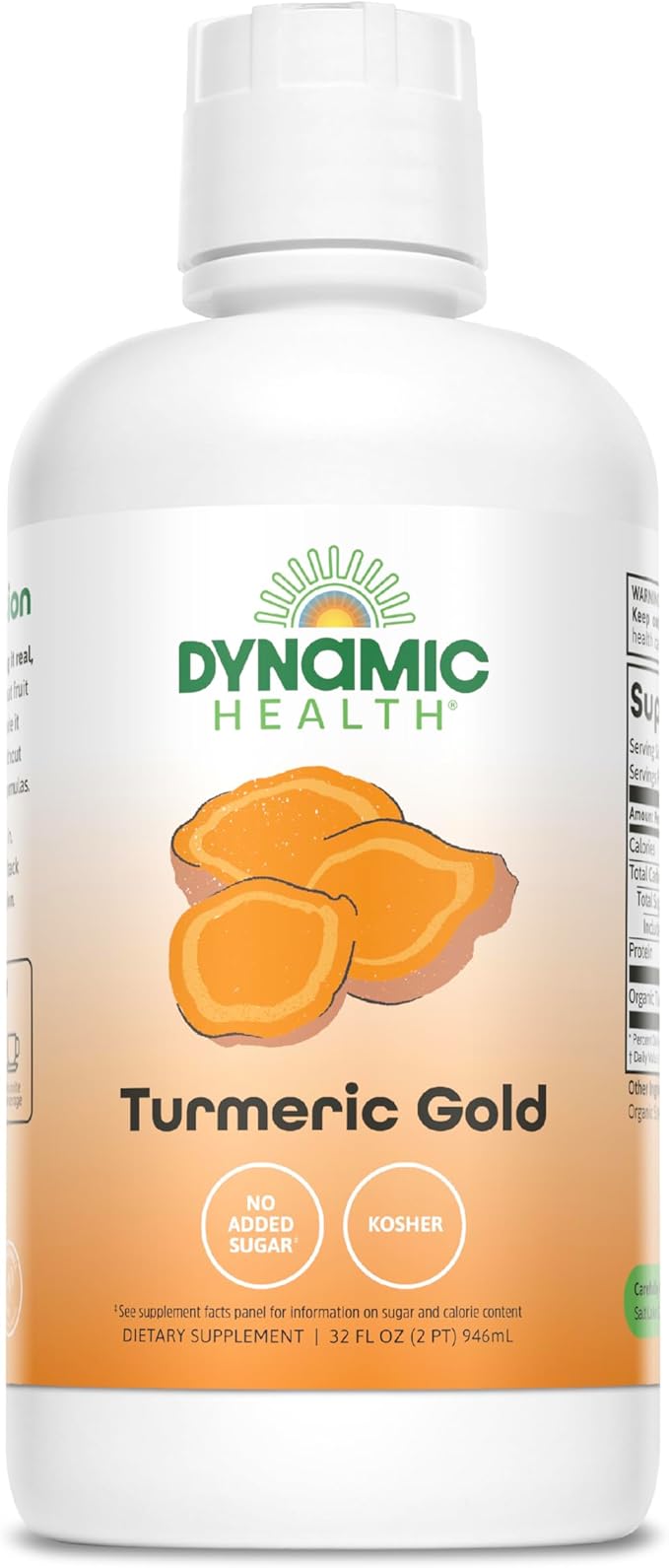 Dynamic Health Turmeric Gold 100% Juice Turmeric Supplement No Additives Joint Support Antioxidant Inflammation Vegan Gluten Free Non-GMO 32 Fl Oz