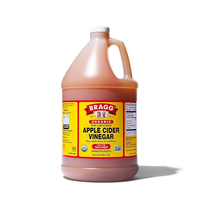 Bragg Organic Apple Cider Vinegar With the Mother 128 ounce and Bragg Organic Citrus Ginger Enhanced Vinegar Drink 16 ounce Bundle