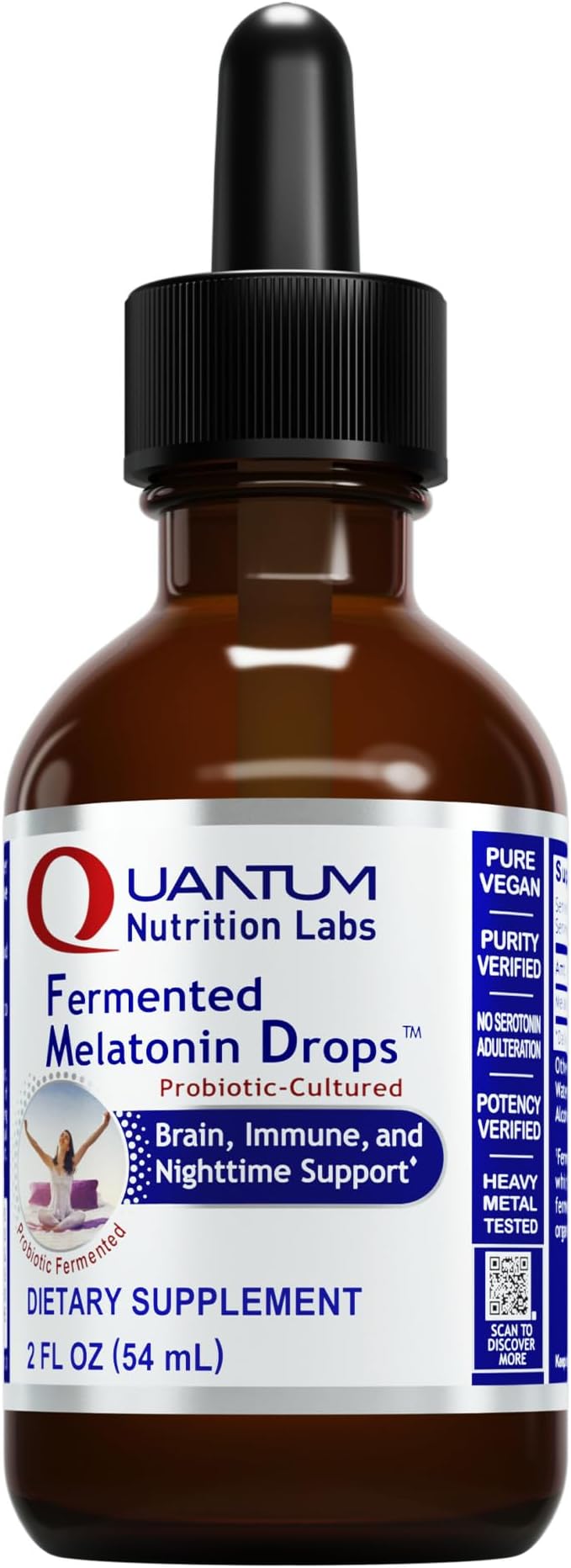 Quantum Nutrition Labs Fermented Melatonin Drops - Melatonin Liquid for Adults Sleep Support Made with Organic Ingredients Vegan Friendly - 2 Fl Oz (54 Servings)