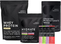 Sports Research Creamy Vanilla Whey Protein (63 Servings) Variety Hydrate Electrolytes with Vitamins &amp Minerals (16 Packets) and Creatine Monohydrate (100 Servings)