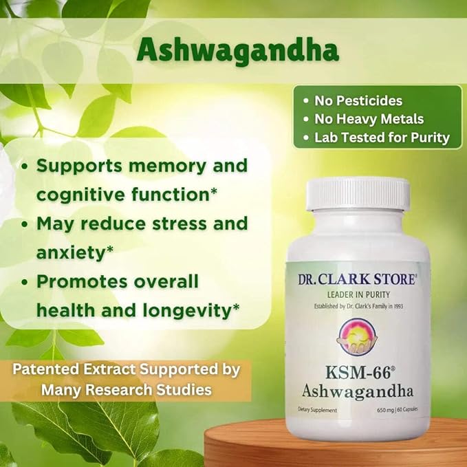 Dr Clark Store Ashwagandha Supplement – 650mg 60 Capsules Supports Everyday Wellbeing Energy &amp Mood Balance