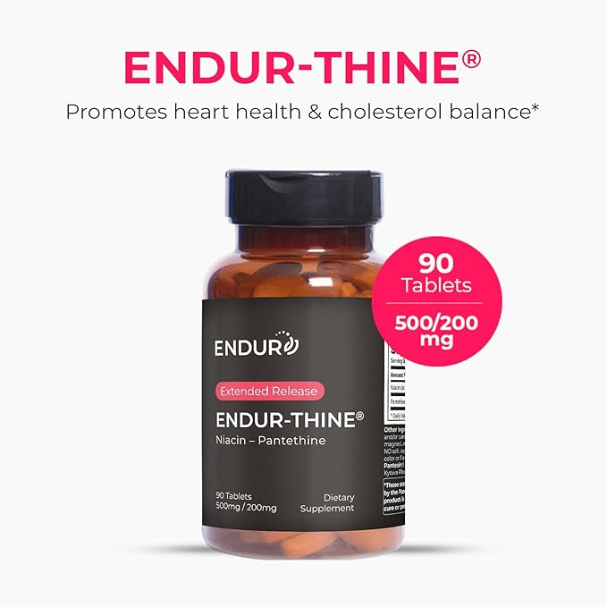 ENDUR-Thine Niacin – Pantethine Heart &amp Liver Health Supplement Efficient Formula for Optimal Absorption Gluten Free 500mg (90 Tablets)