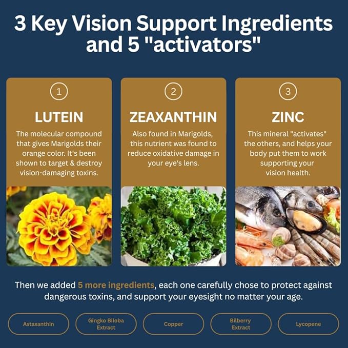 Zenith Labs Vision 20 Eye Vitamins - Lutein Zeaxanthin and Bilberry Extract - Supports Eye Strain and Eye Health - Carotenoid Blend 3 Pack