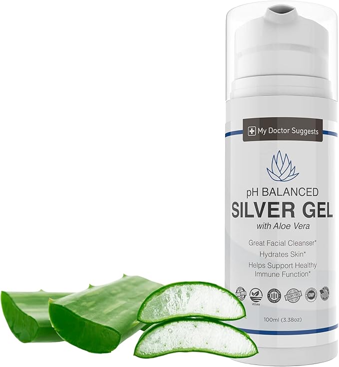 Colloidal Silver Gel Burn and Wound Care with Aloe Vera - 30ppm pH Balanced Formula Helps Soothe Burns Sores &amp Eczema - Structured Silver - Made in USA (3.38 oz)