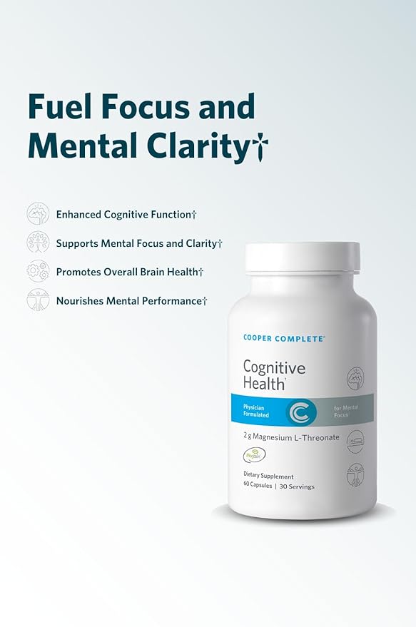 Cooper Complete Magnesium L-Threonate (Magtein®) Brain Supplement – Cognitive &amp Memory Support Mental Clarity – 2 g per Serving 60 Vegetarian Capsules (30 Servings)