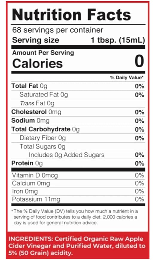 Lucy's Family Owned - USDA Organic NonGMO Raw Apple Cider Vinegar Unfiltered Unpasteurized With the Mother 34oz GLASS Bottle