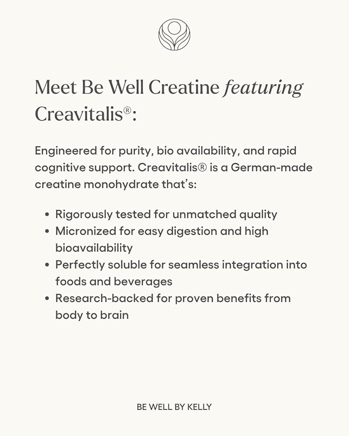 Be Well by Kelly Creatine with Creavitalis Dietary Supplement 1lb (450g) 90 Servings Build. Boost. Brain.