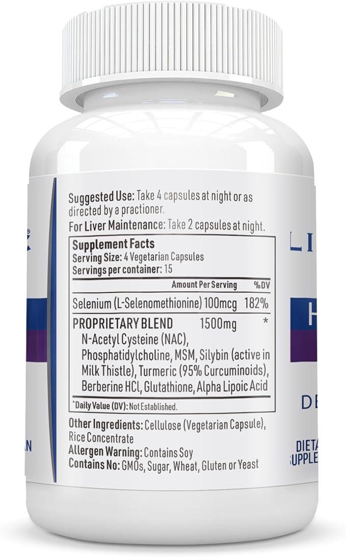 Hepatiben Liver Detox Cleanse All Natural Supplement with Milk Thistle Silybin NAC Choline MSM Turmeric Berberine Glutathione Alpha Lipoic Acid Vegan NonGMO 120 Capsules 1500mg