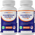Vitamatic 2 Pack - Magnesium Taurate 1500mg per serving - 180 Vegetarian Capsules (Provides 300 mg of Elemental Magnesium) - Added B6 for Maximum Absorption - Supports Muscle Joint and Heart Health*