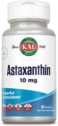 KAL Astaxanthin 10mg Powerful Antioxidants Supplement Eye Health and Brain Supplement From Natural Plant Source Non-GMO Vegan Gluten Free 30 Servings 60 VegCaps