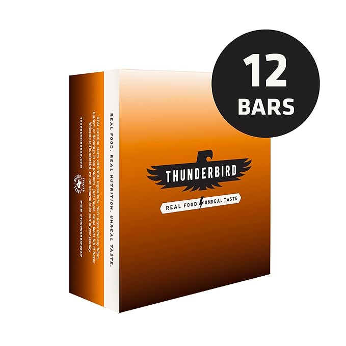 Thunderbird Bars Energy Snack Gluten-Free with Protein Healthy Real Food Vegan Non-GMO No Added Sugar (12 Count 1.7 oz. Bars) (Peanut Butter Brownie)