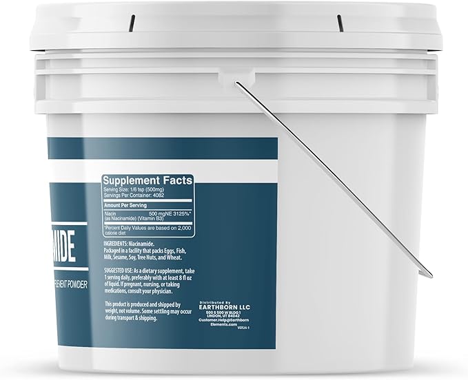 Earthborn Elements Niacinamide 1 Gallon Flush Free Vitamin B3 Supplement Powder