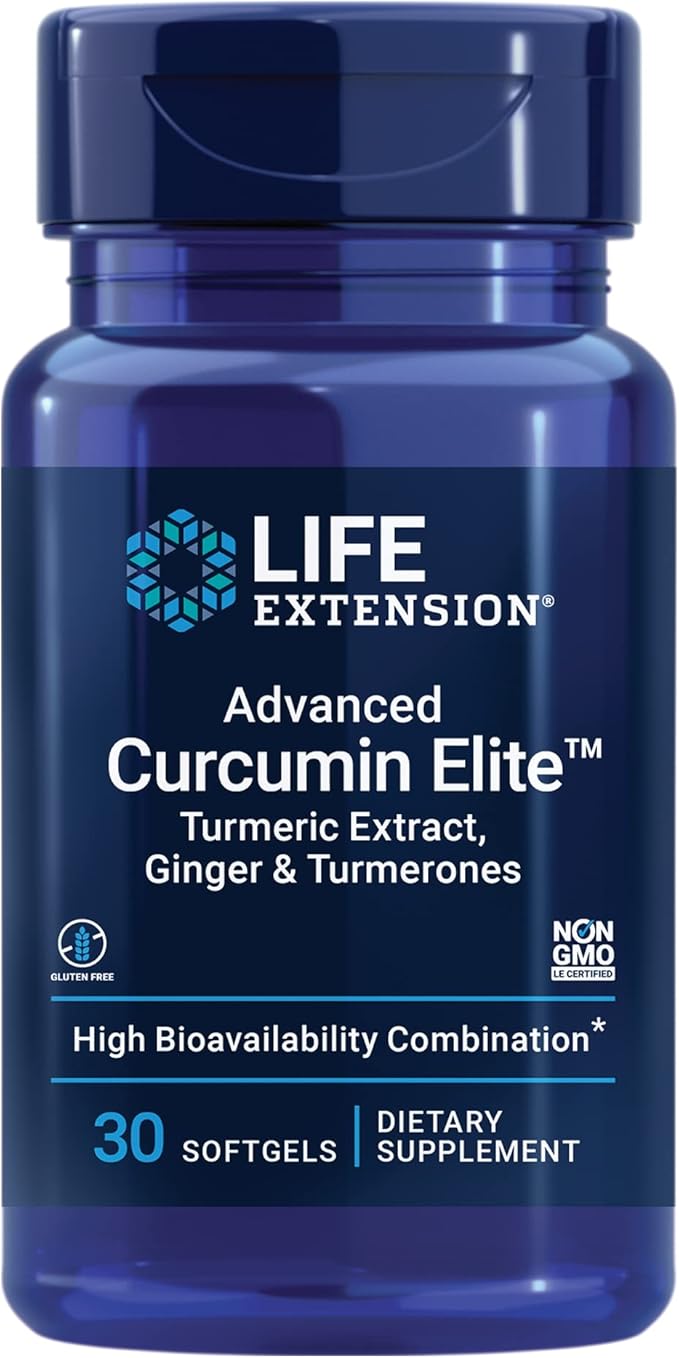Life Extension Curcumin Elite Turmeric Ginger Extract &amp Vitamin D3 5000 IU Softgels - Healthy Inflammatory Immune Response and Bone Brain Health - 30 &amp 60 Count
