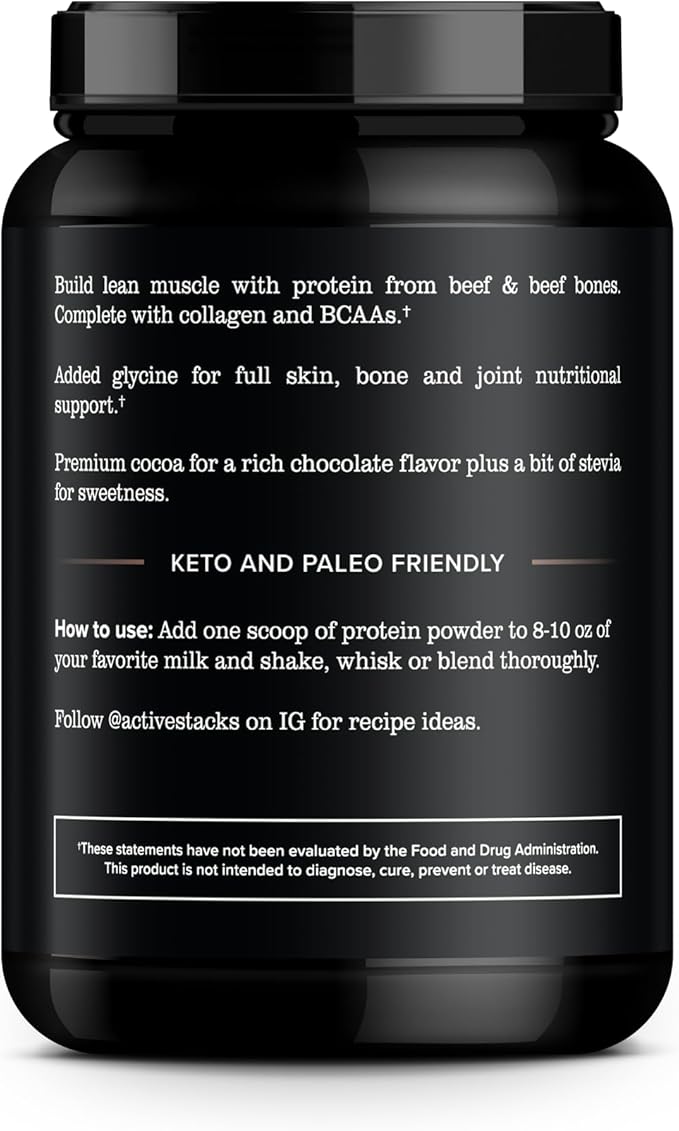 Beef Protein Powder Chocolate - Dairy Free 22g Protein Just 4 Ingredients - Hydrolyzed Beef Isolate for Keto Paleo &amp Carnivore Diets - 28 Servings 2 lb