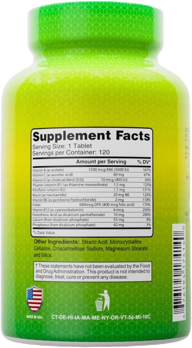 ALFA VITAMINS Multi Daily Vitamins Essential Vitamins to Support The Immune System and Promote a Healthy Lifestyle - 120 Tablets
