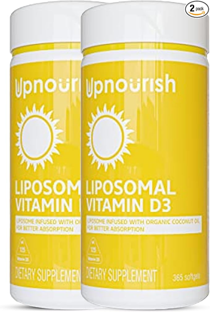 UpNourish 2 Pack - Liposomal Vitamin D 5000 IU 730 softgels Cholecalciferol Vitamin D3 with Natural Coconut Oil VIT D3 Supplement