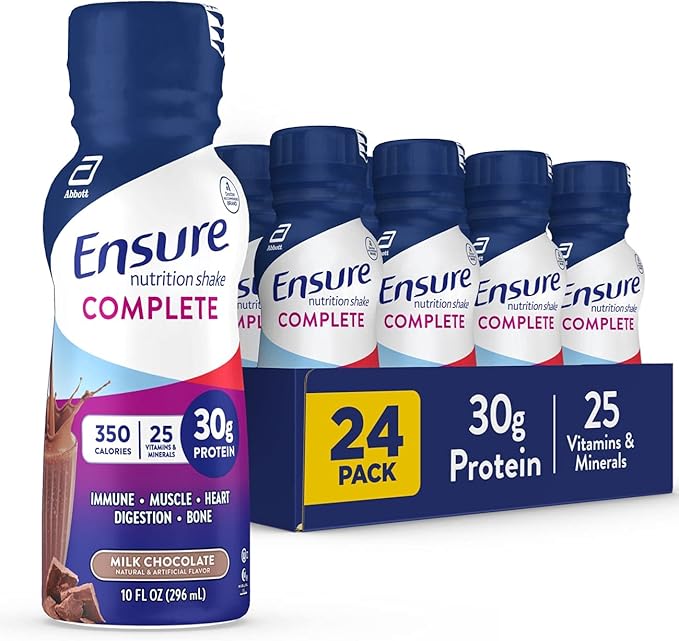 Ensure COMPLETE Nutrition Shake &amp Max Protein Nutrition Shake with 30g of Protein 1g of Sugar High Protein Shake Milk Chocolate 11 Fl Oz (Pack of 12) Liquid Halal