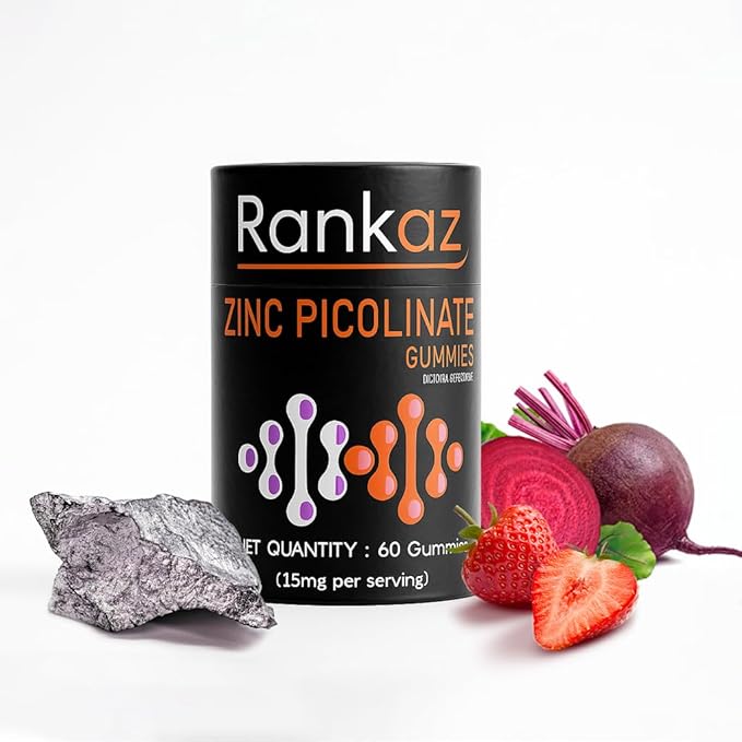 Zinc Gummies - Zinc Picolinate 15mg Highly Absorbable Supplement for Men and Women 60 Gummies
