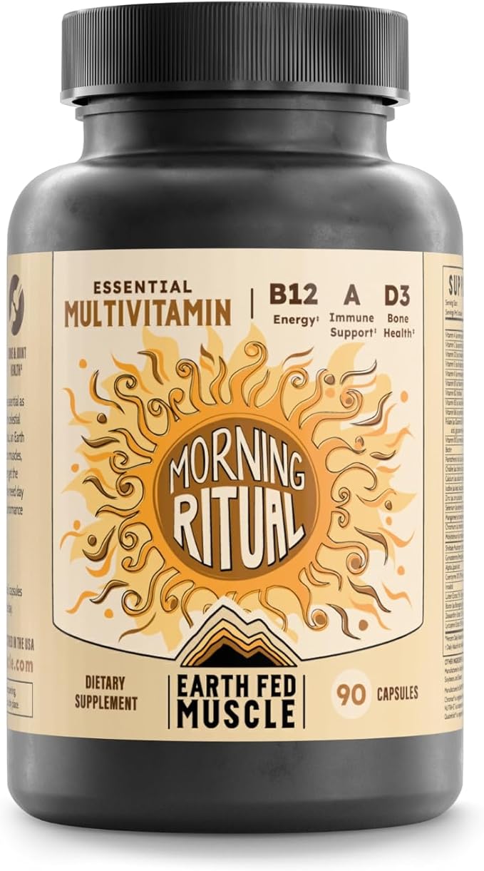 Earth Fed Muscle Morning Ritual Multivitamin for Women Supports General Health &amp Wellness - Multivitamin with Iron for Immune &amp Heart Support – Daily Vitamin for Women - 30 Day Supply 60 Caps
