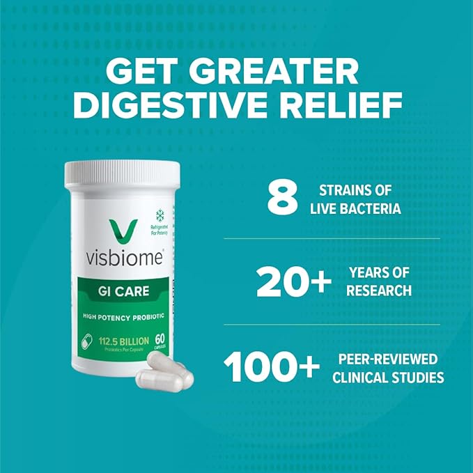 Visbiome® GI Care - High Potency Probiotic - 112.5 Billion CFU Live Probiotics Original De Simone Formulation Made in USA 180 Capsules.