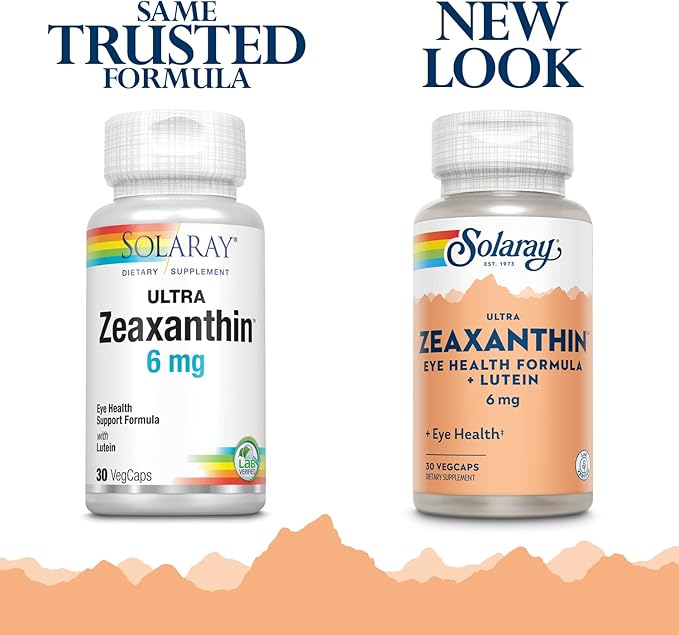 SOLARAY Zeaxanthin for Men &amp Women - Lutein and Zeaxanthin Supplement for Eyes Vision &amp Macular Health Support Formula Eye Vitamin Complex with Bilberry Vitamin C &amp Blueberry - 30 Veg