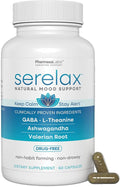 Stress Relief Supplement - Supports Mood &amp Mental Focus - Feel Calm and Relaxed - Eases Tension &amp Nervousness - Ashwagandha GABA Valerian &amp L-Theanine - 60 Capsules
