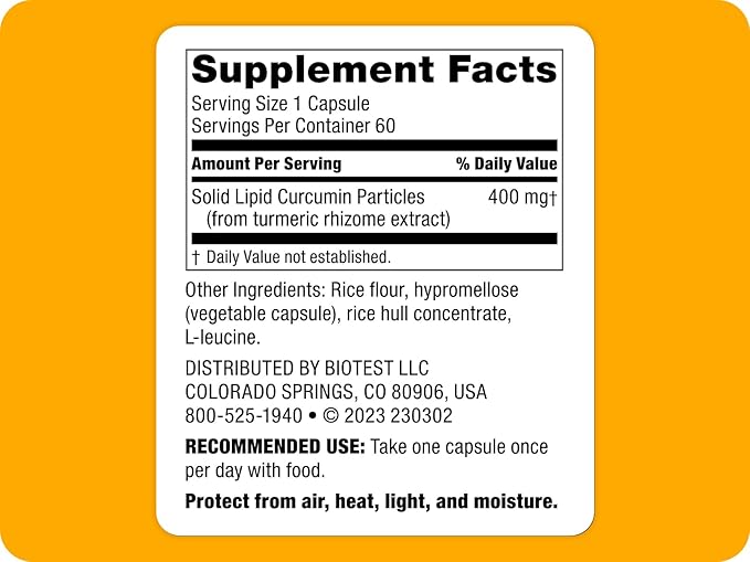 Biotest Micellar Curcumin - 95x Absorption UCLA Invented Patented - 60 Servings