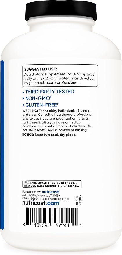 Nutricost Micronized Creatine Monohydrate 3000mg 500 Capsules 125 Servings 750mg of Creatine Monohydrate Per Capsule (Pack of 2)