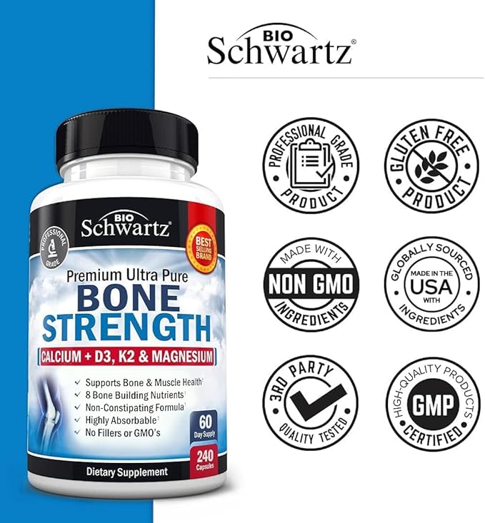 BioSchwartz Bone Strength Mineral Supplement with Calcium and Magnesium (2 Month Supply) Plus Daily Multivitamin for Women 50 &amp Over (1 Month Supply)