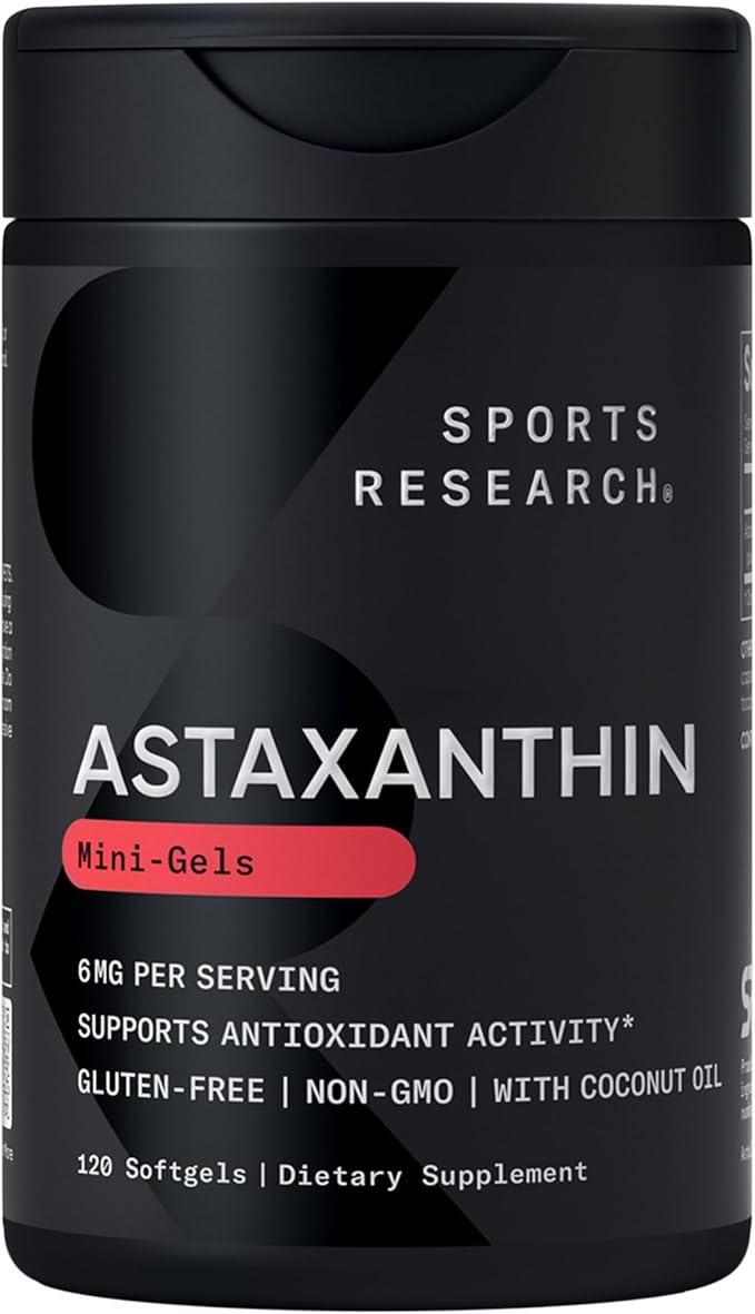 Sports Research Biotin (B7) 10000mcg + Lutein + Zeaxanthin (20mg) + Astaxanthin Supplement from Algae (6mg) - All Vegan | 120 Softgels Each | All Made with Coconut Oil for Better Absorption