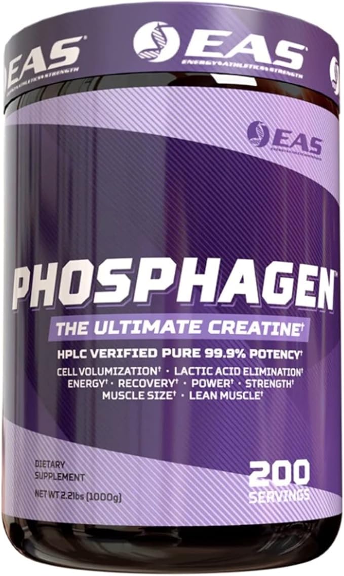 EAS Phosphagen Ultimate Creatine Powder | Power Strength Muscle Size &amp Cell Volumization | Pure 99.9% Potency | 200 Servings (Unflavored)