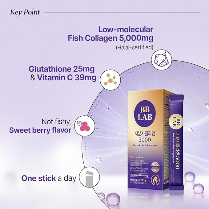 [Antiaging Boosts] Collagen 5000 30 Days Miracle Beauty Pack Powder Stick Korean Marine Collagen Fish Collagen for WomanVitamin C Fast Absorption Fruit Flavored Glutathione Elastin Multivitam