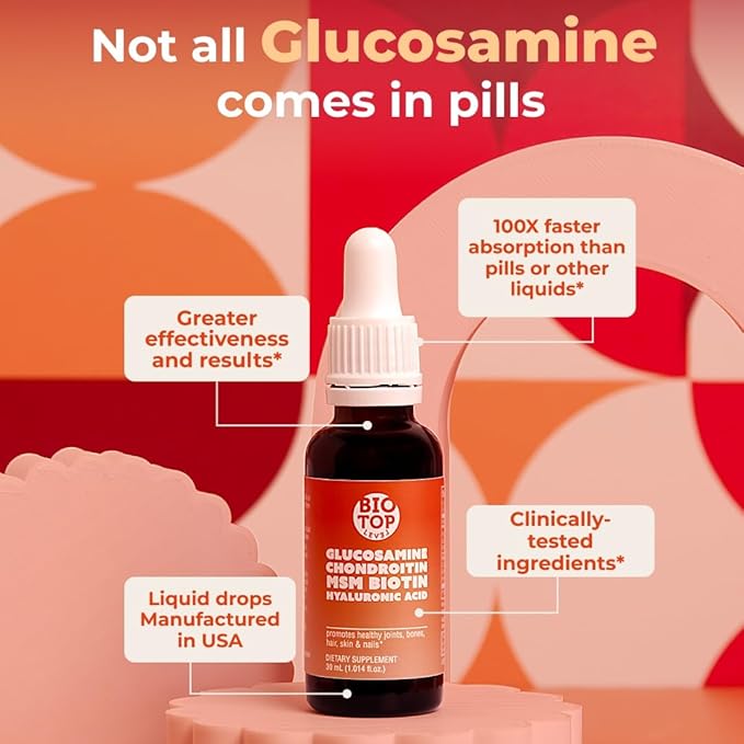 Liquid Glucosamine Chondroitin MSM Biotin Hyaluronic Acid All in One Formula for Good Health of Joints Bones Hair Skin &amp Nails
