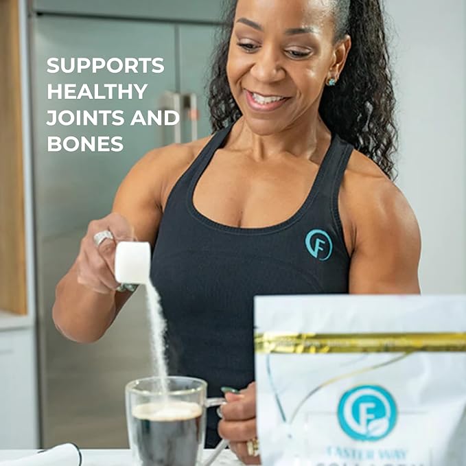 Faster Way - Collagen Peptides - 12g Hydrolyzed Collagen + 11g Protein Per Serving - Hair Skin &amp Nails - Amino Acids - Grass-Fed - Sugar Gluten &amp Dairy Free - Non-GMO -Unflavored Powder -30