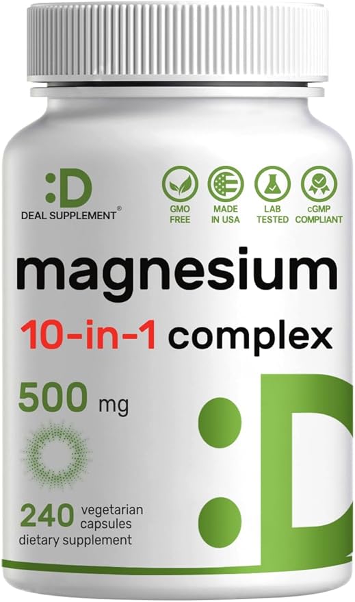 DEAL SUPPLEMENT Vitamin D3 10000iu + K2 200mcg Softgels &amp Magnesium Complex Veggie Capsules Bundle – Essential Sunshine Vitamins with Coconut Oil – High Absorption Chelated Minerals 10-in-1