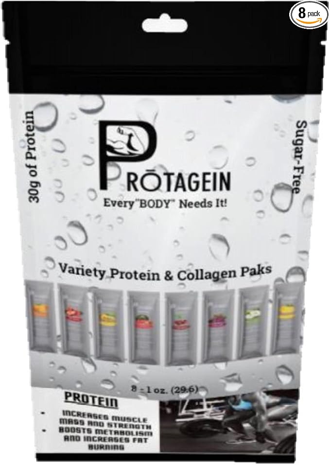 Protein &amp Collagen Paks 8 - 1 oz Variety Flavored Paks