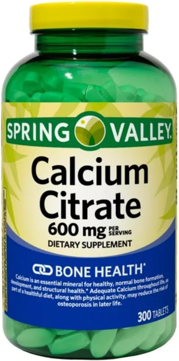 Spring Valley Calcium Citrate 600 mg 300 Tablets - Bone &amp Joint Health + STS Sticker.