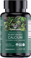 PlantFusion Organic Vegan Calcium Premium Organic Plant Based Calcium (1000mg) Sourced from Icelandic Red Algae Plus Magnesium D3 K2 Iron and Boron 180 Vegan Tablets