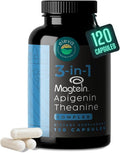 Magnesium Theanine L-Threonate Apigenin Supplement for Sleep Aid-3- in-1 Complex Supplement Support Relaxation- Melatonin-Free Magnesium- Zero Fillers- Gluten Free &amp Non-GMO-120 Count Veggie Capsu