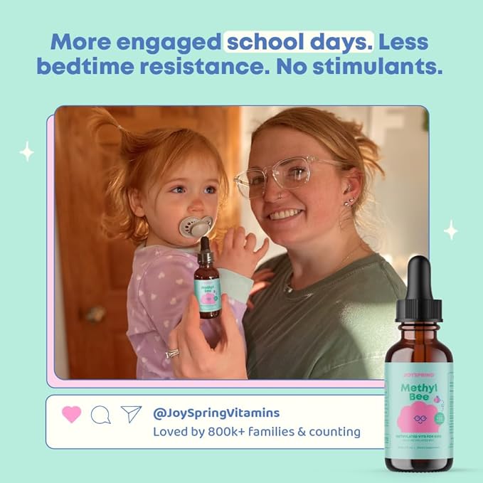 JoySpring Methylfolate for Kids | 5-MTHF Plus Methyl B12 with B6 (P5P) - MethylBee - MTHFR Supplement Kids B12 Vitamin | Folinic Acid Alternative | Berry Lemonade Drops | 30 Servings (Pack of 2)