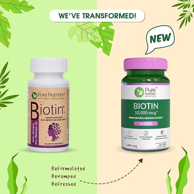 Naturals Biotin (10000mcg) with Sesbania Grandiflora Bhringraj Bamboo Shoot Moringa Leaf Amla Extracts &amp Multiminerals for Hair Growth &amp Healthy Nails | Reduce Hair Fall - 90 Veg Tabs