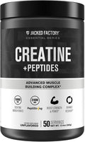Jacked Factory Creatine + Peptides - Creatine Monohydrate and PeptiStrong Peptides for Muscle Growth and Reduced Muscle Breakdown - Unflavored - 50 Servings