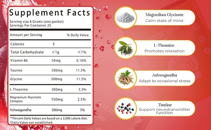 Restoraid Relaxation Drink Mix – 25 Packets | Magnesium L-Theanine Ashwagandha Taurine Glycine | Calming &amp Relaxing Supplement (Cranberry Pomegranate)