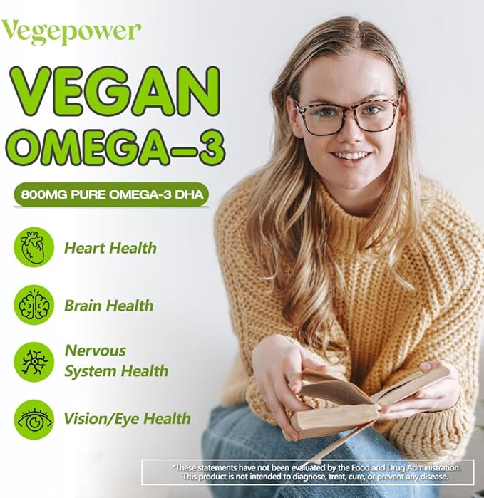 Vegan Iron Gummies + Vegan Omega-3 | Iron Supplement Support Blood Healthy &amp Daily Energy for Adults &amp Kids | Algae Omega-3 DHA Supplements for Brain Heart Eyes Health- 90 Count