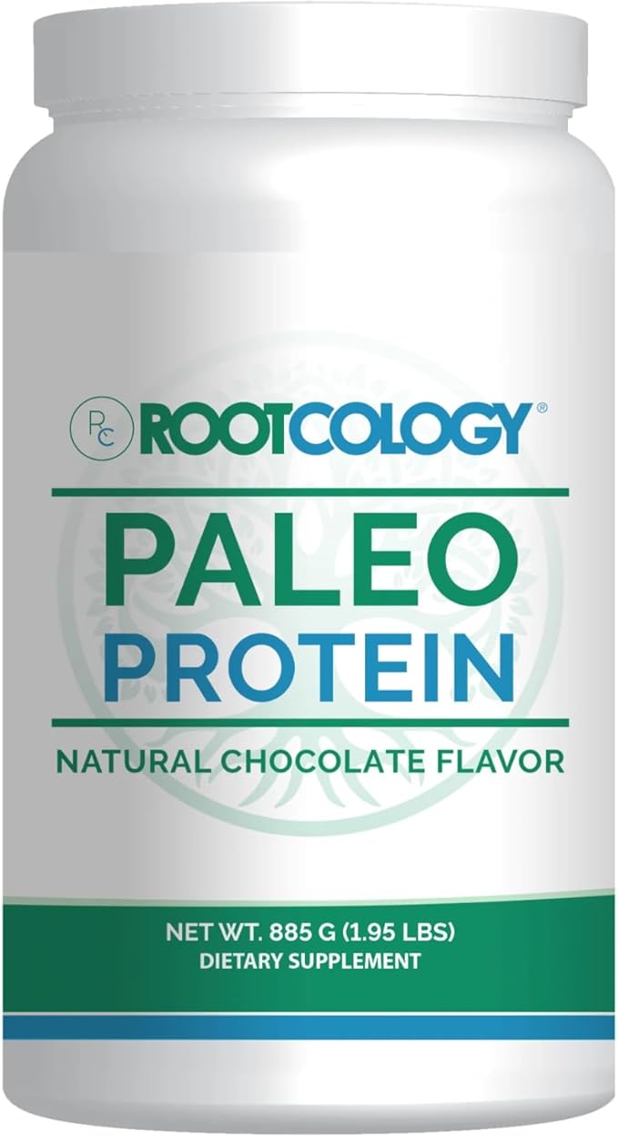 Rootcology by Dr. Izabella Wentz | Paleo Protein | Hydrolyzed Beef Protein Powder 21g Protein per Serving with MCT &amp Stevia | Dairy-Free and Soy-Free | Natural Chocolate Flavor | 885g / 30 Serving