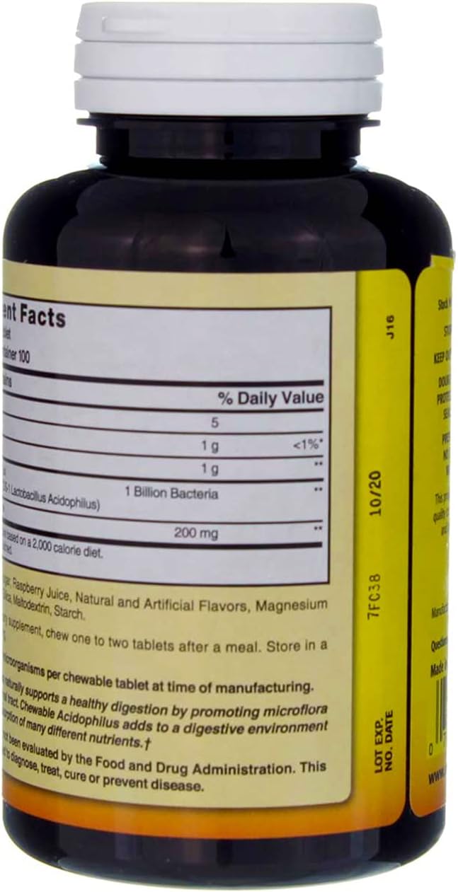 Nature's Blend Acidophilus Chewable Raspberry Flavor - 100 Tablets Pack of 6