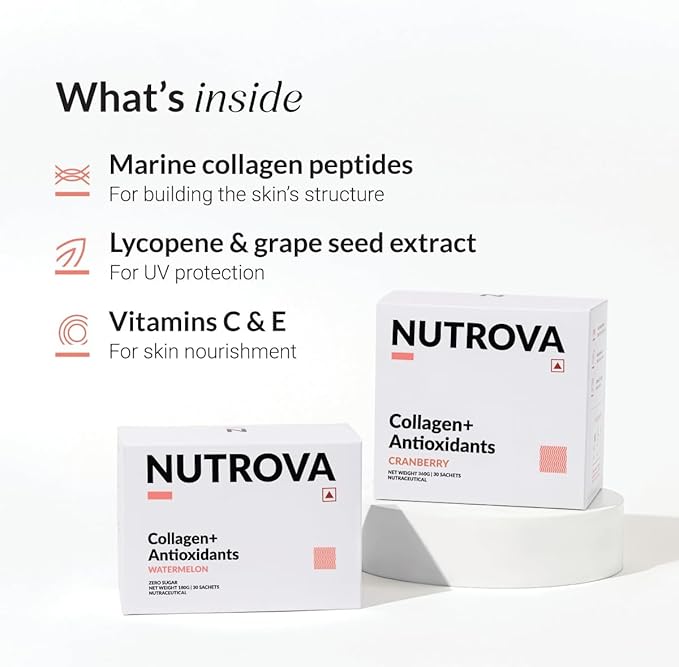 Collagen+Antioxidants Supplement - Marine Collagen Powder for Men &amp WomenIncreases Skin Hydration Reduces Skin DamageHealthy Skin Hair &amp Nails. (Pack of 1 (30 sachets) Zero Sugar - Waterm